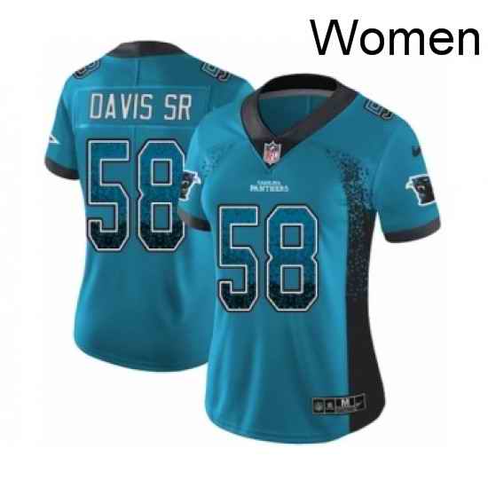 Womens Nike Carolina Panthers 58 Thomas Davis Limited Blue Rush Drift Fashion NFL Jersey